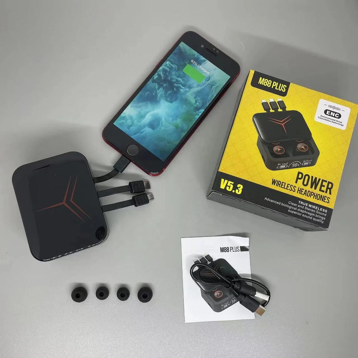 Promotion Spéciale : 1 ACHETÉ = 1 OFFERT Écouteurs Powerbank M88 Plus 🎧🔋 – Audio Haute Qualité avec Batterie Intégrée