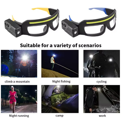 👓 Lampe Frontale à Capteur de Mouvement 💡 Lunettes Éclairantes Mains Libres – Précision et Confort pour Toutes Vos Activités ✨