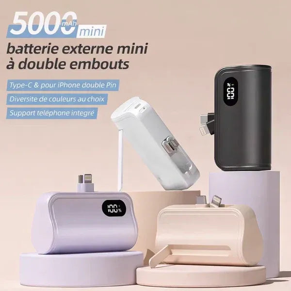 Mini PowerBank Ultra-Compact ( 02 bouts Compatible Iphone et Android Type C) Plus Jamais en Panne de Batterie