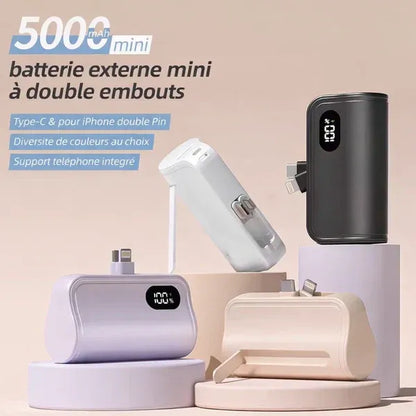 Mini PowerBank Ultra-Compact ( 02 bouts Compatible Iphone et Android Type C) Plus Jamais en Panne de Batterie