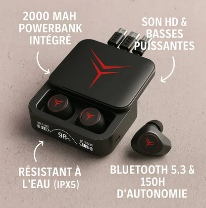 Promotion Spéciale : 1 ACHETÉ = 1 OFFERT Écouteurs Powerbank M88 Plus 🎧🔋 – Audio Haute Qualité avec Batterie Intégrée