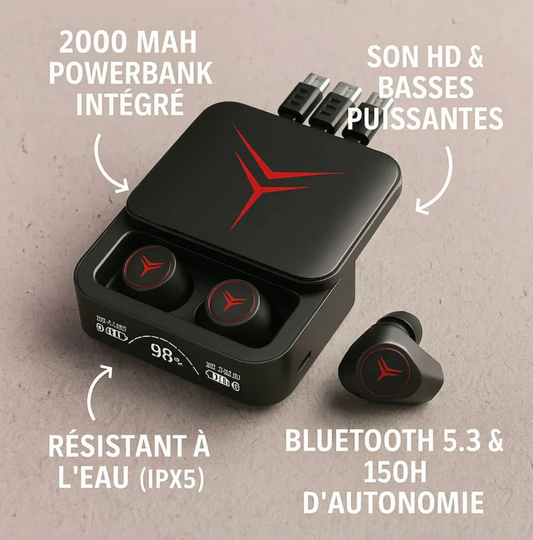 Promotion Spéciale : 1 ACHETÉ = 1 OFFERT Écouteurs Powerbank M88 Plus 🎧🔋 – Audio Haute Qualité avec Batterie Intégrée