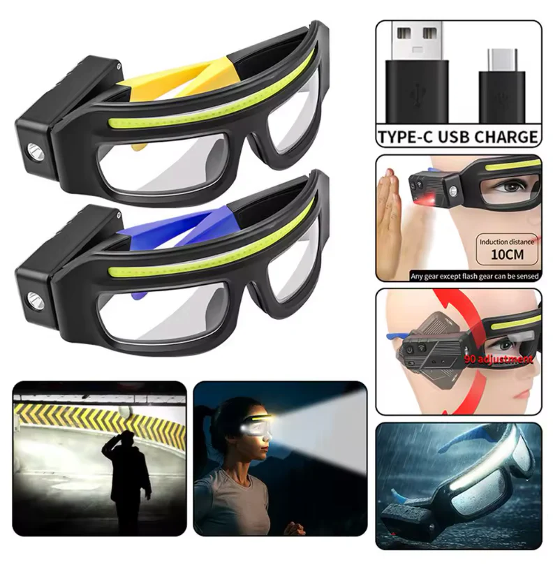 👓 Lampe Frontale à Capteur de Mouvement 💡 Lunettes Éclairantes Mains Libres – Précision et Confort pour Toutes Vos Activités ✨