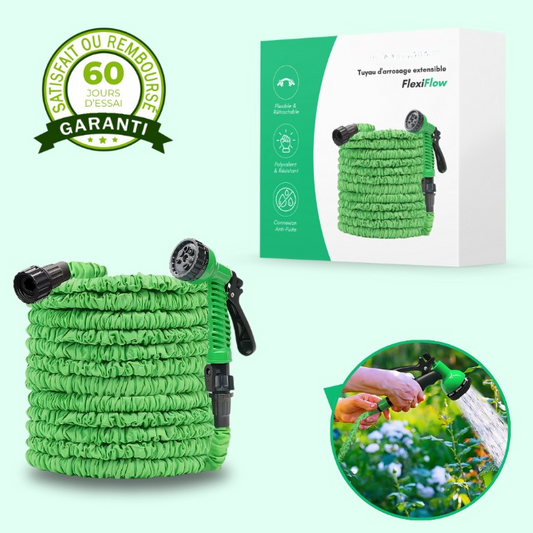 Aquaflex｜Tuyau d’arrosage extensible｜8 modes de jets haute pression