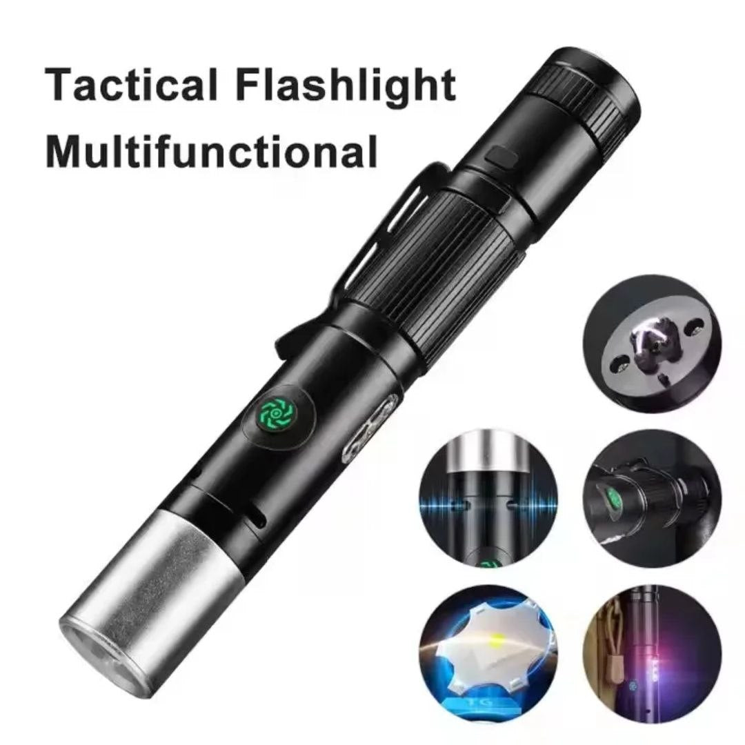 Lampe Tactique Multifonction : Éclairage Longue Portée + Taser électrique + Alarme Urgence