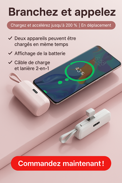 MINI BATTERIE DE SECOURS DE POCHE 5000mah pour Iphone et Android type C