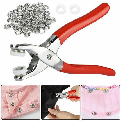 🧵 Kit de couture avec 100 boutons métalliques – Pince manuelle incluse