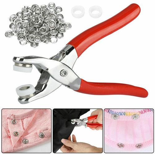 🧵 Kit de couture avec 100 boutons métalliques – Pince manuelle incluse