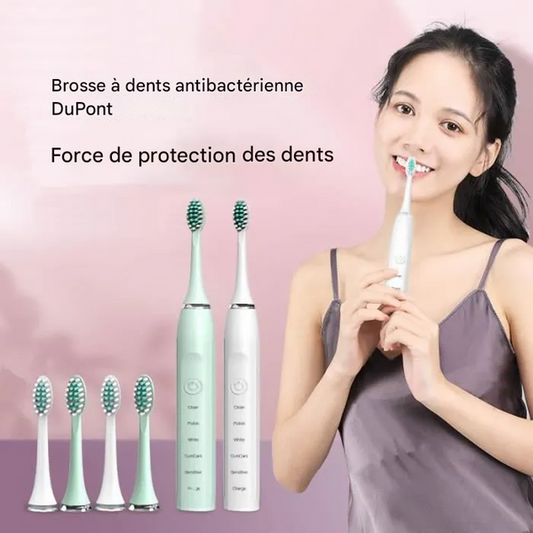 Brosse à dent électrique ultrasonique, rechargeable, lavable 4 en 1